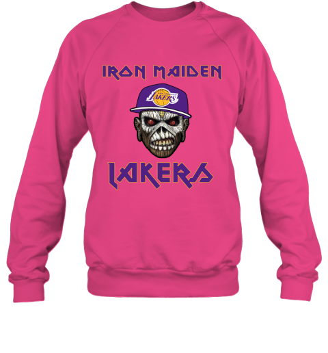 ieov nba los angeles lakers iron maiden rock band music basketball sweatshirt 35 front heliconia
