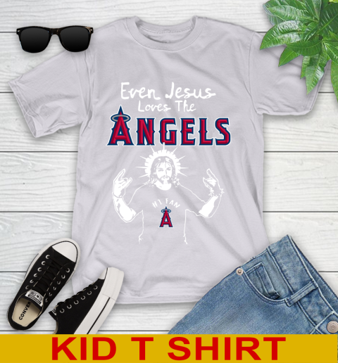 Los Angeles Angels MLB Baseball Even Jesus Loves The Angels Shirt Youth T-Shirt 4