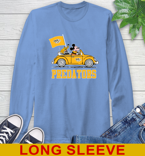 NHL Hockey Nashville Predators Pluto Mickey Driving Disney Shirt Long Sleeve T-Shirt 11