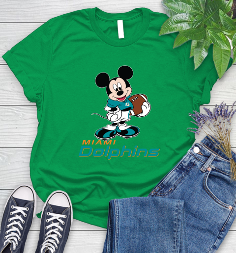 NFL Football Miami Dolphins Cheerful Mickey Mouse Shirt Women's T-Shirt 7