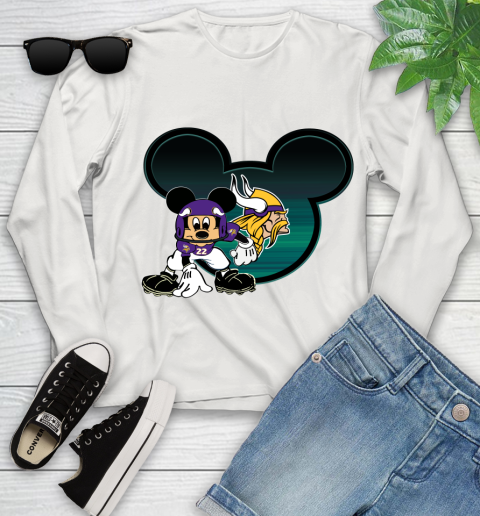 NFL Minnesota Vikings Mickey Mouse Disney Football T Shirt Youth Long Sleeve 12