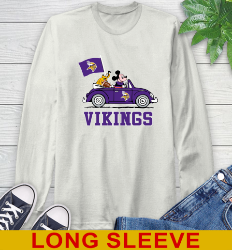 NFL Football Minnesota Vikings Pluto Mickey Driving Disney Shirt Long Sleeve T-Shirt - Image 13