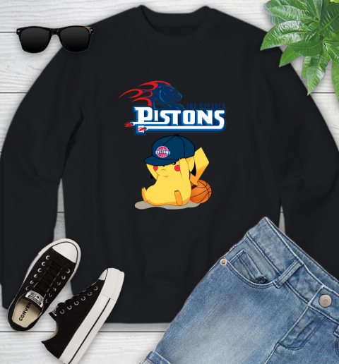 NBA Pikachu Basketball Sports Detroit Pistons Youth Sweatshirt 2