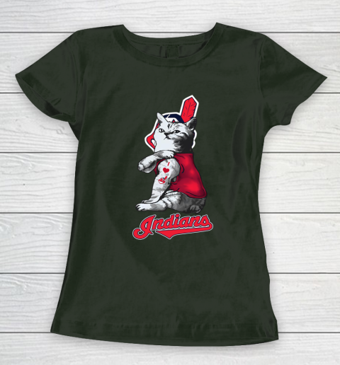 MLB Baseball My Cat Loves Cleveland Indians Women's T-Shirt 4