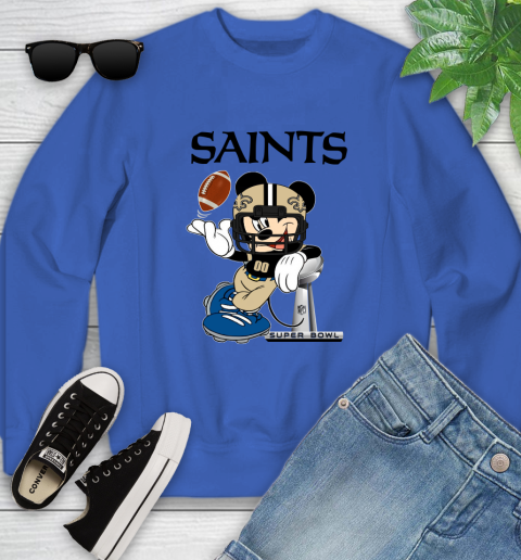 NFL New Orleans Saints Mickey Mouse Disney Super Bowl Football T Shirt Youth Sweatshirt 8