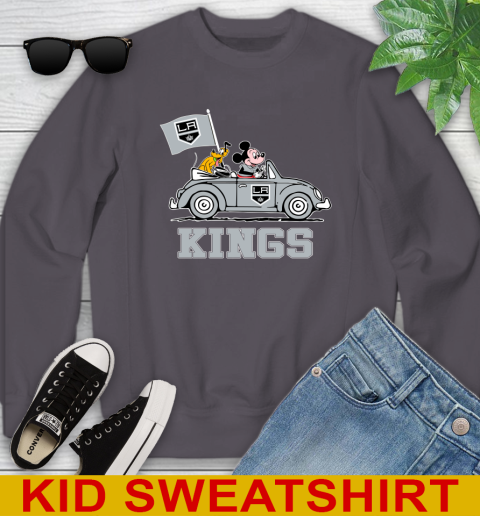 NHL Hockey Los Angeles Kings Pluto Mickey Driving Disney Shirt Youth Sweatshirt 6