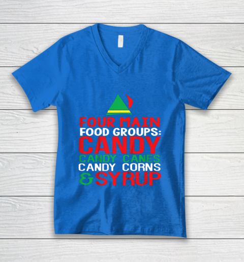 4 Main Food Groups Elf Buddy Christmas V-Neck T-Shirt 5