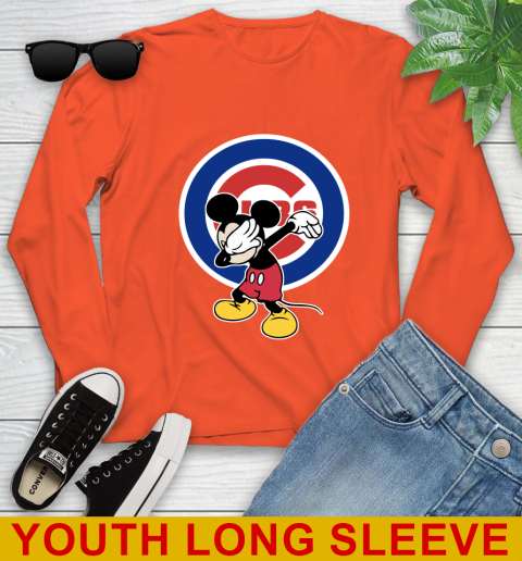 Chicago Cubs MLB Baseball Dabbing Mickey Disney Sports Youth Long Sleeve 4
