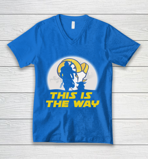 Los Angeles Rams NFL Football Star Wars Yoda And Mandalorian This Is The Way V-Neck T-Shirt 6 Los Angeles Rams NFL Football Star Wars Yoda And Mandalorian This Is The Way V-Neck T-Shirt - Image 6