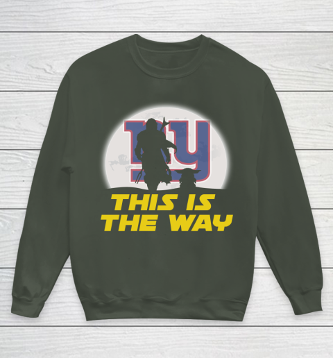 New York Giants NFL Football Star Wars Yoda And Mandalorian This Is The Way Youth Sweatshirt 8