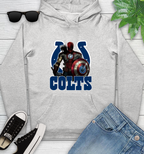 NFL Captain America Thor Spider Man Hawkeye Avengers Endgame Football Indianapolis Colts Youth Hoodie