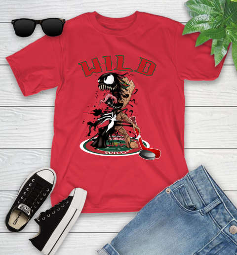 NHL Minnesota Wild Hockey Venom Groot Guardians Of The Galaxy Youth T-Shirt 10