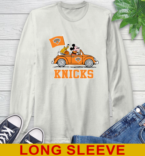 NBA Basketball New York Knicks Pluto Mickey Driving Disney Shirt Long Sleeve T-Shirt 12
