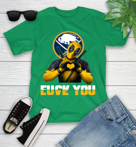NHL Buffalo Sabres Deadpool Love You Fuck You Hockey Sports Youth T-Shirt 23