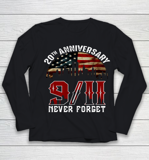 Never Forget 9 11 20th Anniversary Patriot Day 2021 Youth Long Sleeve