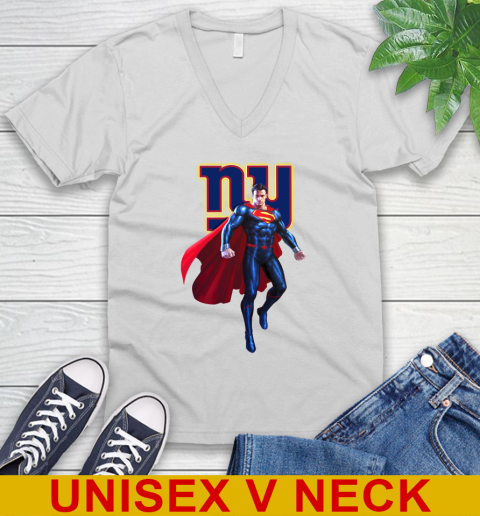 NFL Superman DC Sports Football New York Giants V-Neck T-Shirt