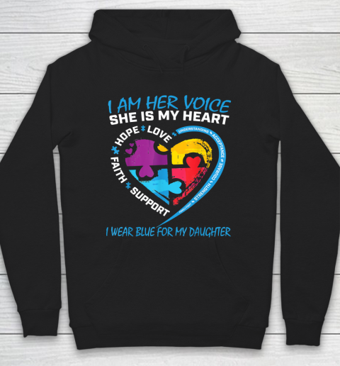 Mom Dad Puzzle I Wear Blue For My Daughter Autism Awareness Hoodie