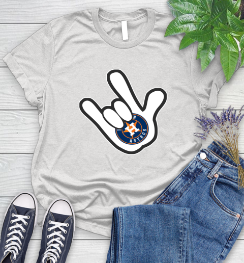 Houston Astros MLB Baseball Mickey Rock Hand Disney Women's T-Shirt