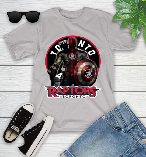 Toronto Raptors NBA Basketball Captain America Thor Spider Man Hawkeye Avengers Youth T-Shirt 12