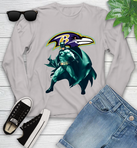 NFL Batman Football Sports Baltimore Ravens Youth Long Sleeve 12