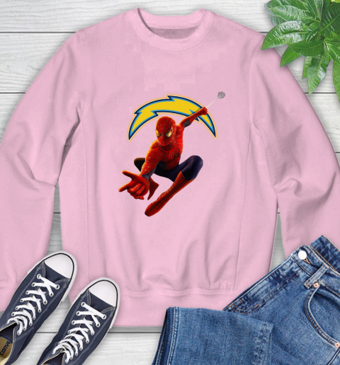 NFL Spider Man Avengers Endgame Football Los Angeles Chargers Sweatshirt 10 NFL Spider Man Avengers Endgame Football Los Angeles Chargers Sweatshirt - Image 10
