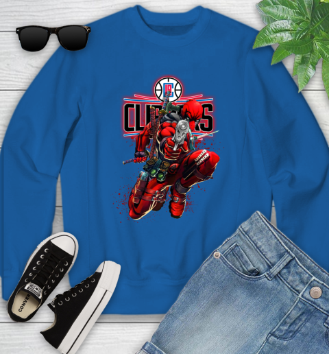 NBA Deadpool Marvel Comics Sports Basketball LA Clippers Youth Sweatshirt 8