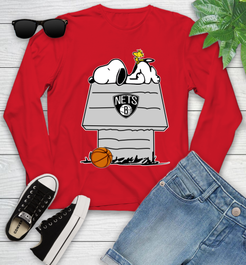 Brooklyn Nets NBA Basketball Snoopy Woodstock The Peanuts Movie Youth Long Sleeve 11