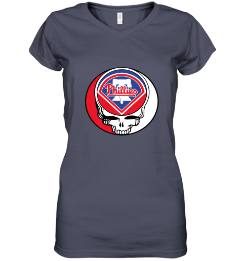 Mlb Philadelphia Phillies Women's Short Sleeve V-neck Fashion T