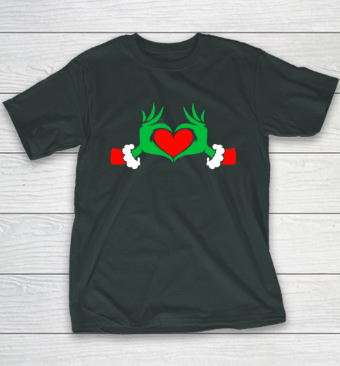 Funny Elf With Cute Heart Hands Style Christmas Costumes Youth T-Shirt - Image 4