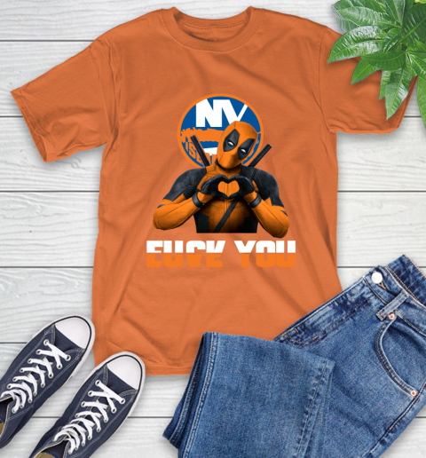 NHL New York Islanders Deadpool Love You Fuck You Hockey Sports T-Shirt 4