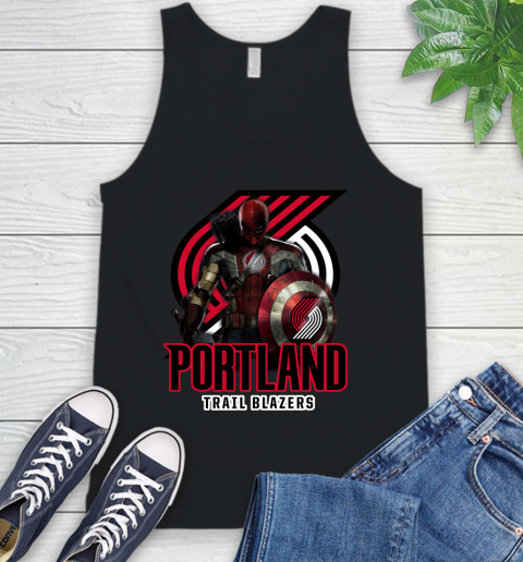 Portland Trail Blazers NBA Basketball Captain America Thor Spider Man Hawkeye Avengers Tank Top 2