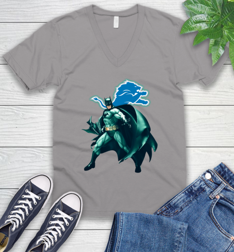 NFL Batman Football Sports Detroit Lions V-Neck T-Shirt 4