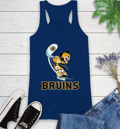 NHL Hockey Boston Bruins Cheerful Mickey Mouse Shirt Racerback Tank 8