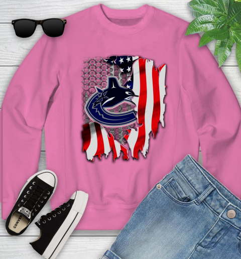 Vancouver Canucks NHL Hockey American Flag Youth Sweatshirt 6