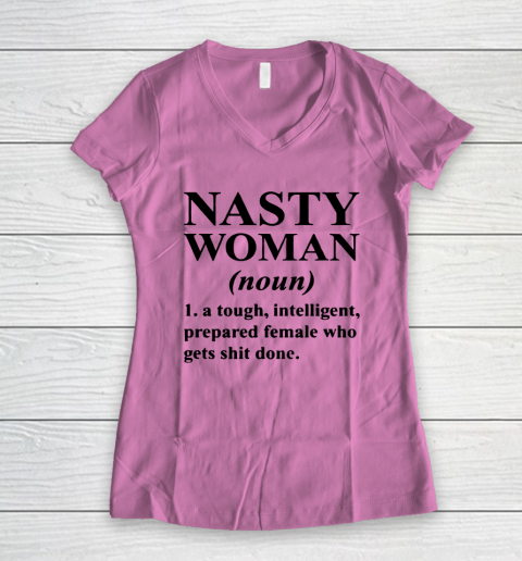 Nasty Woman Noun black Women's V-Neck T-Shirt 8