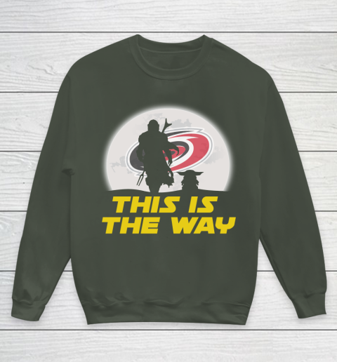 Carolina Hurricanes NHL Ice Hockey Star Wars Yoda And Mandalorian This Is The Way Youth Sweatshirt 8