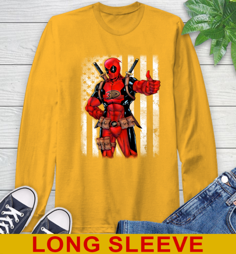 NHL Hockey Anaheim Ducks Deadpool American Flag Shirt Long Sleeve T-Shirt 3 NHL Hockey Anaheim Ducks Deadpool American Flag Shirt Long Sleeve T-Shirt - Image 3