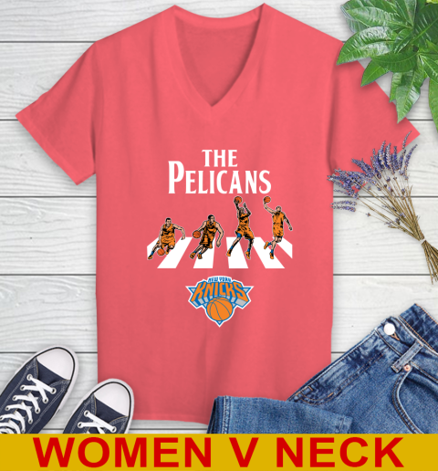 NBA Basketball New York Knicks The Beatles Rock Band Shirt Women's V-Neck T-Shirt - Image 7