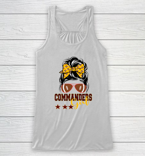 Retro Commanders Girl Messy Bun Sports Fan Team Matching Racerback Tank