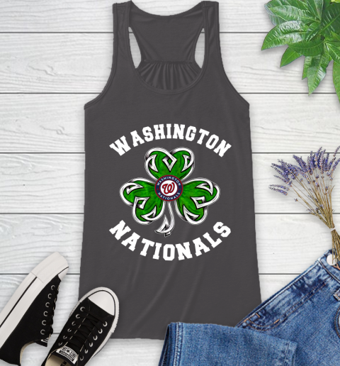 MLB Washington Nationals Three Leaf Clover St Patrick's Day Baseball Sports Racerback Tank 11