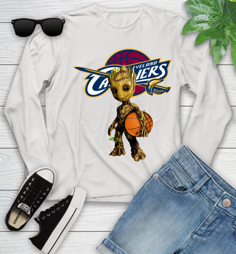 Cleveland Cavaliers NBA Basketball Groot Marvel Guardians Of The Galaxy Youth Long Sleeve