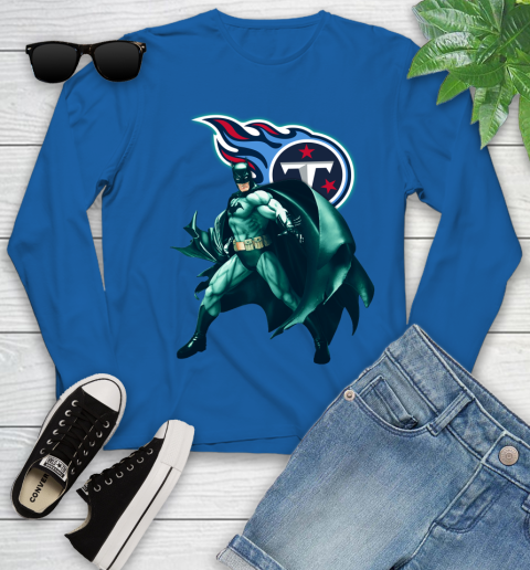 NFL Batman Football Sports Tennessee Titans Youth Long Sleeve 9
