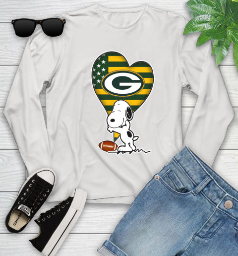 Green Bay Packers NFL Football The Peanuts Movie Adorable Snoopy Youth Long Sleeve