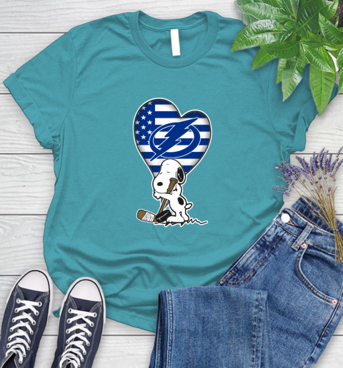Tampa Bay Lightning NHL Hockey The Peanuts Movie Adorable Snoopy Women's T-Shirt 12