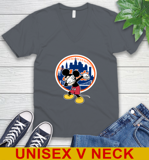 New York Mets MLB Baseball Dabbing Mickey Disney Sports V-Neck T-Shirt 5