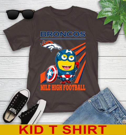 NFL Football Denver Broncos Captain America Marvel Avengers Minion Shirt Youth T-Shirt 6