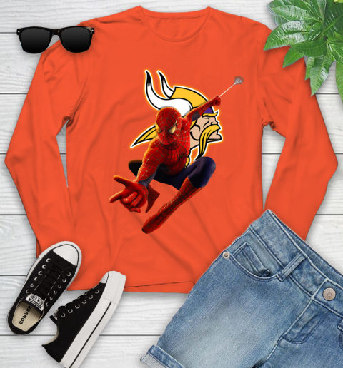 NFL Spider Man Avengers Endgame Football Minnesota Vikings Youth Long Sleeve 4