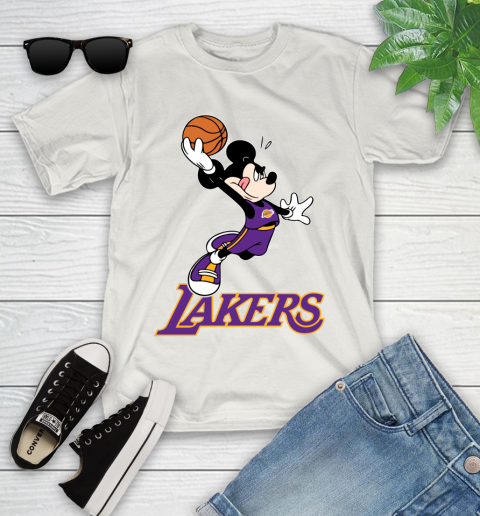NBA Basketball Los Angeles Lakers Cheerful Mickey Mouse Shirt Youth T-Shirt 12