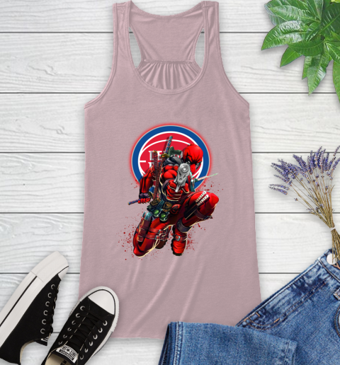 NBA Deadpool Marvel Comics Sports Basketball Detroit Pistons Racerback Tank 11
