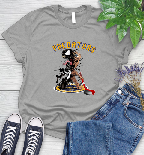 NHL Nashville Predators Hockey Venom Groot Guardians Of The Galaxy Women's T-Shirt 10